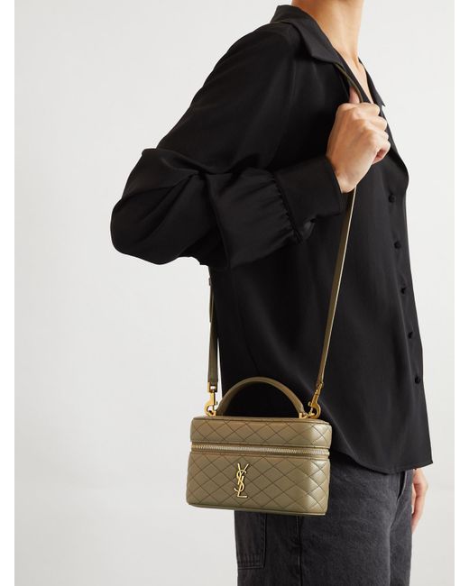 Saint Laurent Metallic Gaby Vanity Schultertasche Aus Gestepptem Leder