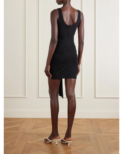 Christopher Esber Black Salacia Embellished Draped Jersey Mini Dress
