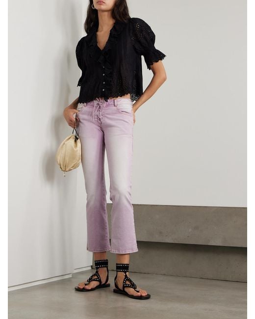 Isabel Marant Pink Valen Lace-Up Flared Jeans
