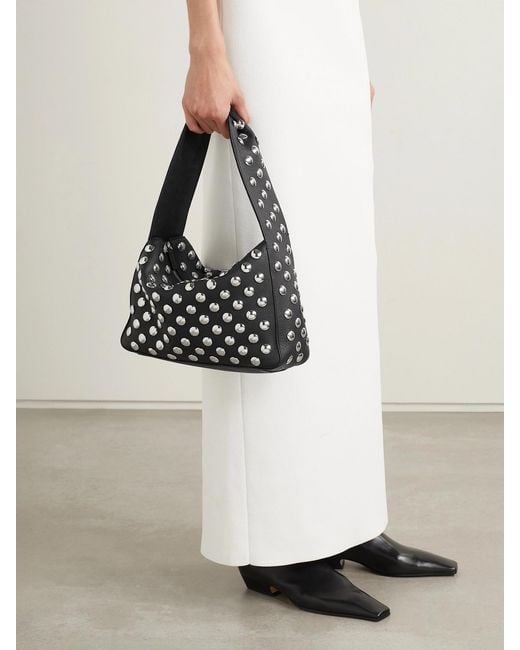 Khaite Black Elena Studded Textured-Leather Shoulder Bag