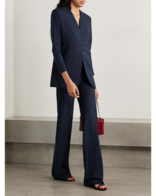 Kallmeyer Blue Adira Twill Wide-Leg Pants