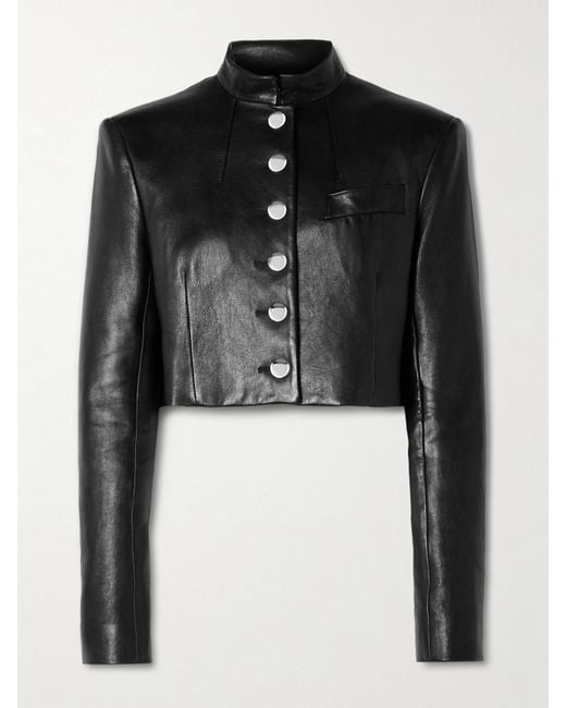 Khaite Black Samuelson Cropped Leather Jacket