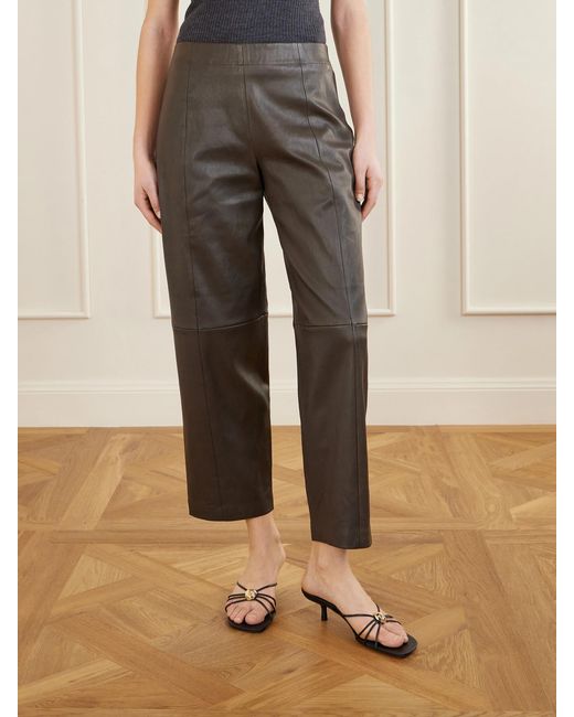 Stouls Gray Bugsy Paneled Leather Tapered Pants