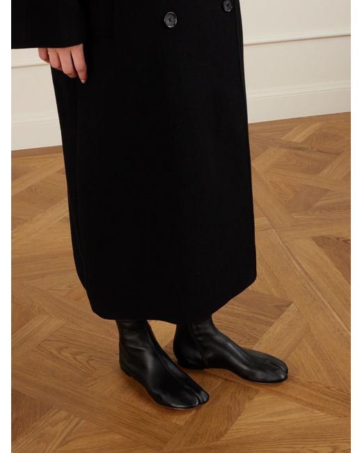 Christen Black Tabi Split-Toe Leather Knee Boots