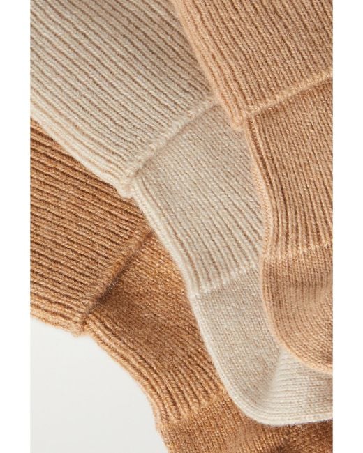 Johnstons Natural Set Of Three Ribbed Cashmere-Blend Socks
