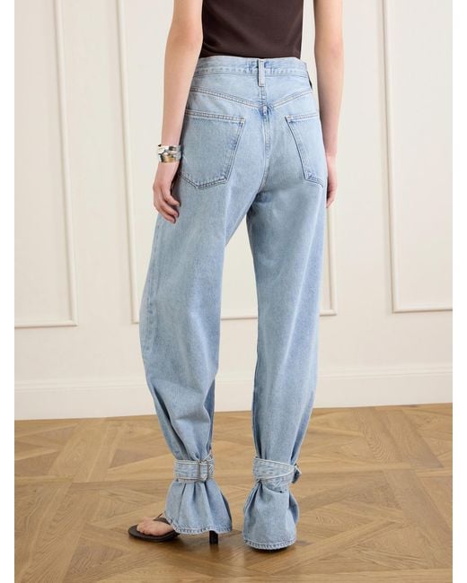 Agolde Blue Belted Straight-Leg Jeans