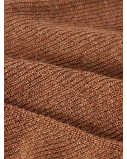 &Daughter Brown Fionn Ribbed Cashmere Scarf
