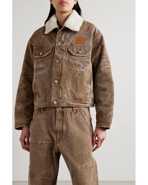 Distressed shearling denim deals jacket