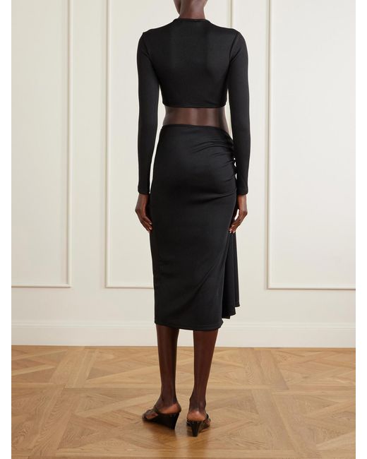 Christopher Esber Black Droplet Crystal-Embellished Ribbed Blouse