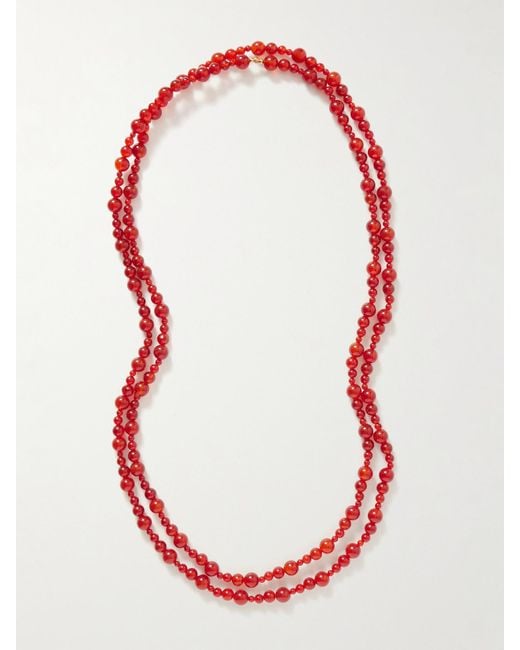 Jennifer Behr Red Veda Kette Aus Karneol Mit Goldfarbenen Details
