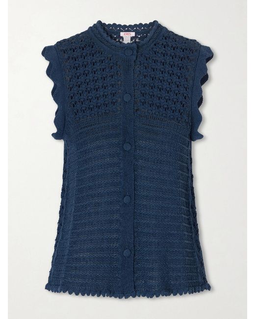 Eres Blue Aurora Crochet-Knit Top