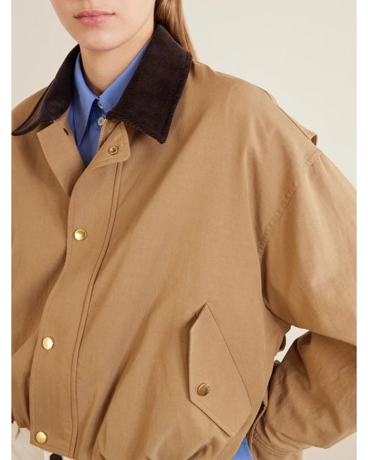 FRAME Natural Leather-Trimmed Cotton And Tencel Lyocell-Blend Jacket