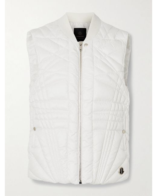 Rick Owens White Moncler Megapenta Daunenweste Aus Gestepptem Shell Mit Besatz Aus Webband Und Applikation