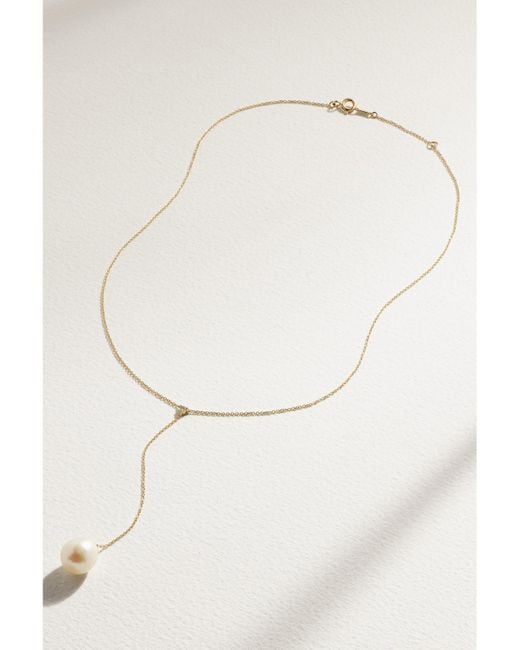 Mizuki Natural 14-Karat, Pearl And Diamond Necklace