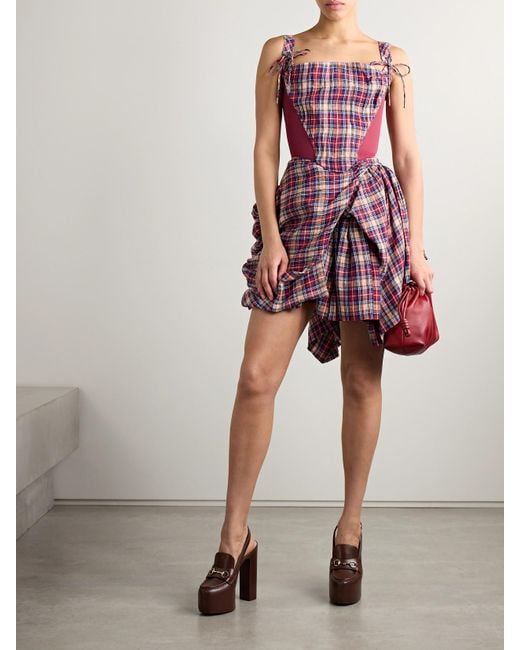 Vivienne Westwood Nymph Asymmetric Gathered Checked Linen