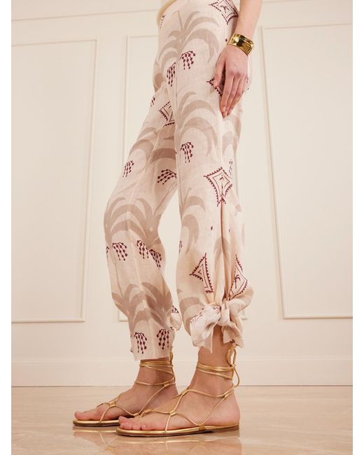 Johanna Ortiz Natural Femininity Dramatic Printed Linen Pants