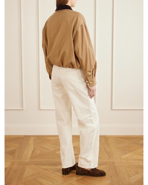 FRAME Natural Leather-Trimmed Cotton And Tencel Lyocell-Blend Jacket