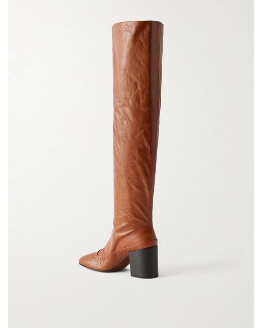 Dries Van Noten Brown Leather Knee Boots