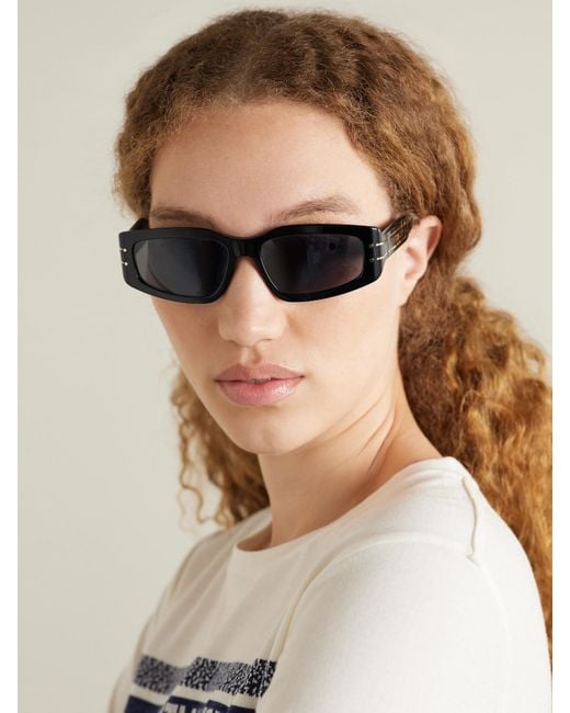 Dior Black Diorsignature S9U Rectangular-Frame Acetate And-Tone Sunglasses