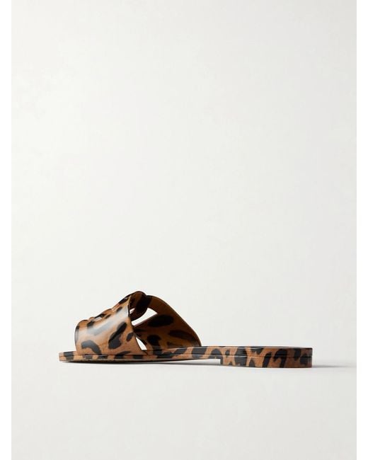 Dolce & Gabbana Multicolor Bianca Logo-Embossed Leopard-Print Rubber Flats