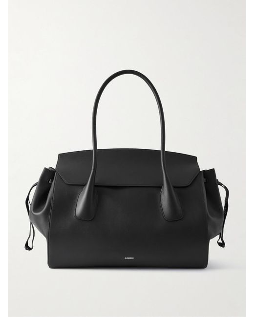 Jil Sander Black Voyage Leather Tote Bag