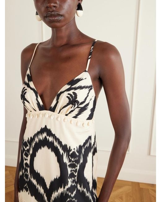 Johanna Ortiz White Zea Palm Printed Cotton-Poplin Maxi Dress