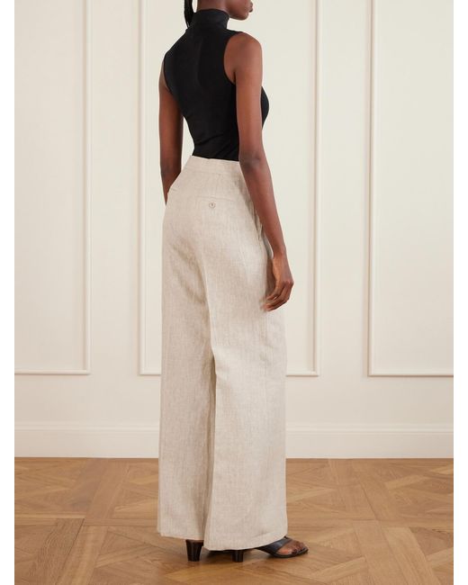 Max Mara White Linen Wide-Leg Pants