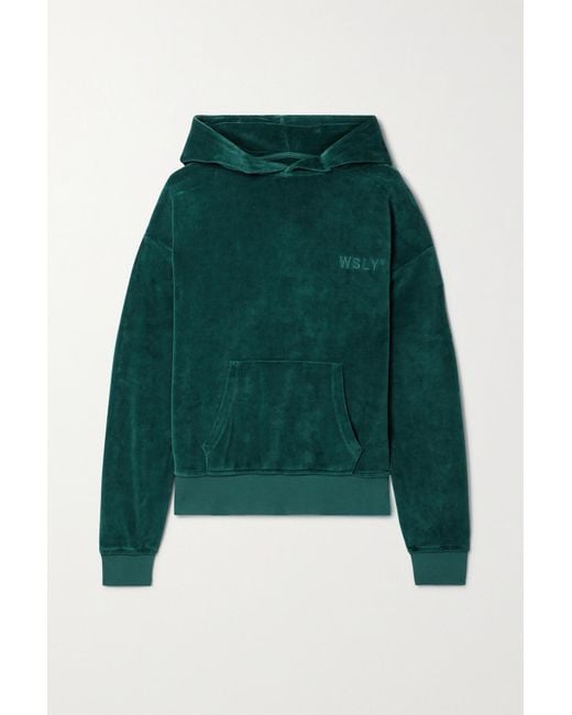 WSLY Green The Eco Plush Cotton-blend Velour Hoodie