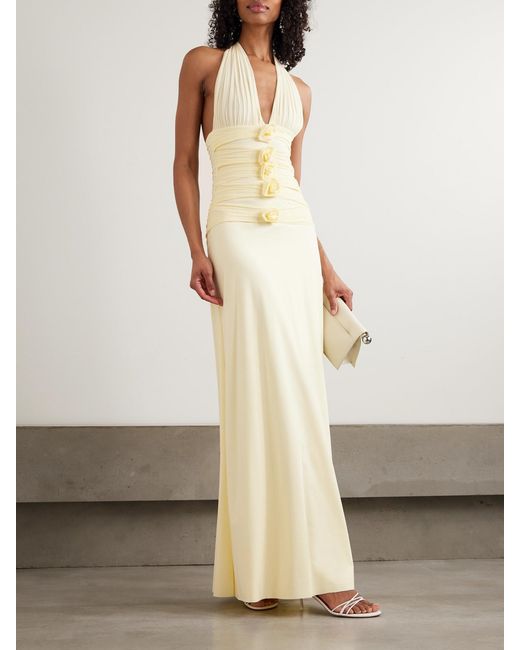 Maygel Coronel Villadiego Appliqud Stretch-Jersey Halterneck Maxi Dress in  White | Lyst