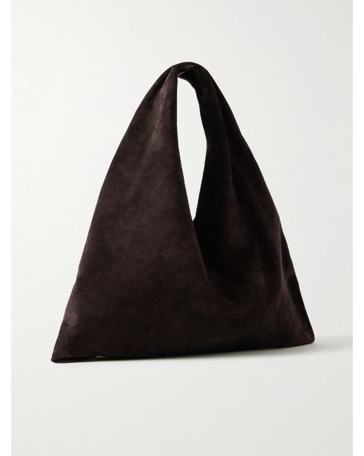The Row Black Bindle Small Suede Shoulder Bag