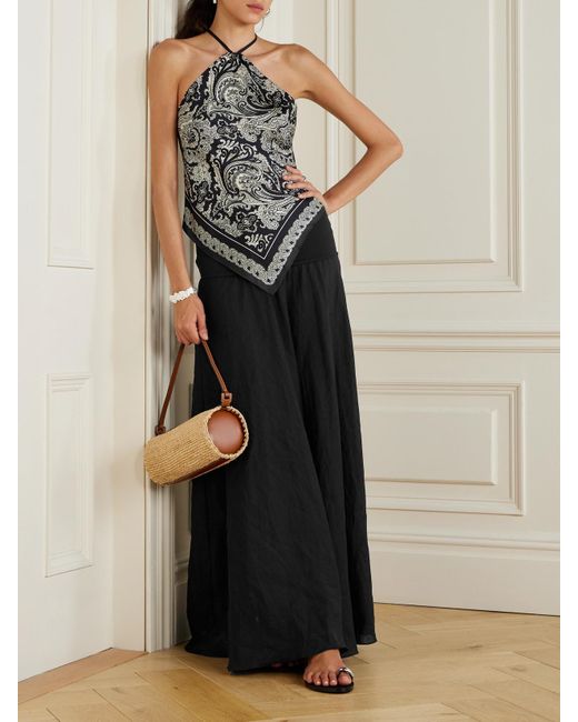 Johanna Ortiz Black Light And Sound Convertible Linen-Blend Maxi Skirt