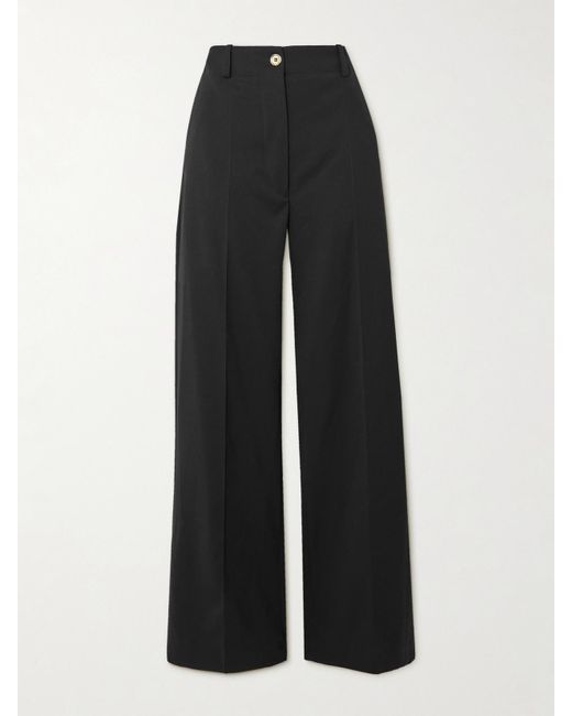 Patou Black Iconic Wool-Blend Wide-Leg Twill Pants