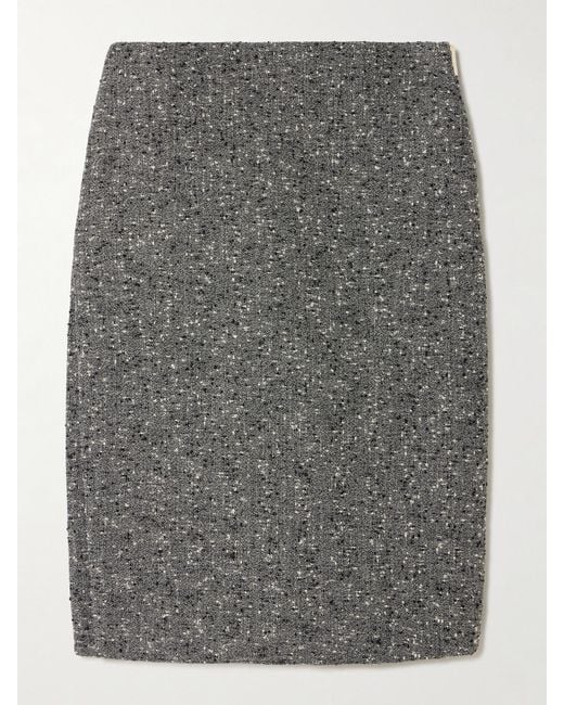 Gucci Gray Wool-Blend Bouclé Skirt