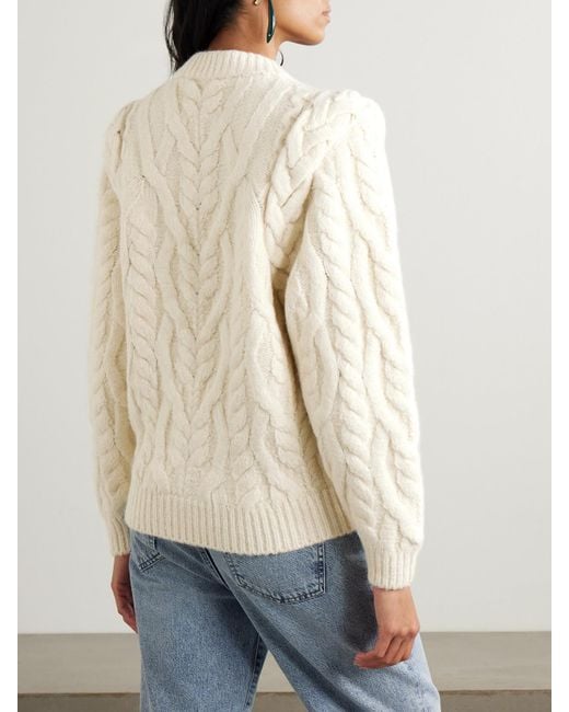 Isabel Marant Natural Basiliane Cable-Knit Wool-Blend Sweater