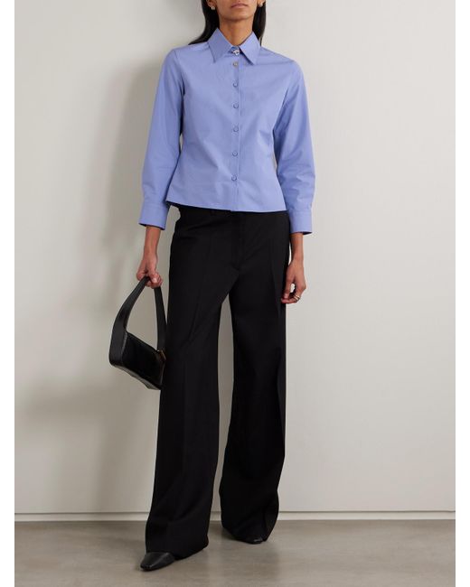 Calvin Klein Blue Daisy Cotton-Poplin Shirt