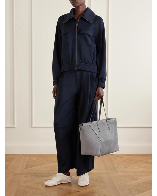 Brunello Cucinelli Gray Maxi Suede Tote