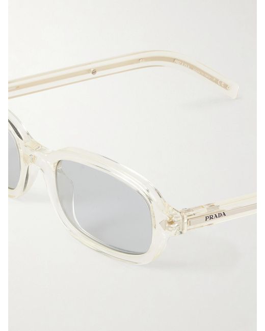 Prada Natural Rectangular-Frame Acetate Sunglasses