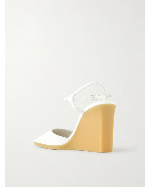 Alaïa Natural Patent-Leather Wedge Pumps