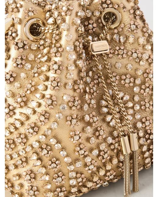 Jimmy Choo Natural Bon Bon Beuteltasche Aus Satin Mit Kristallen