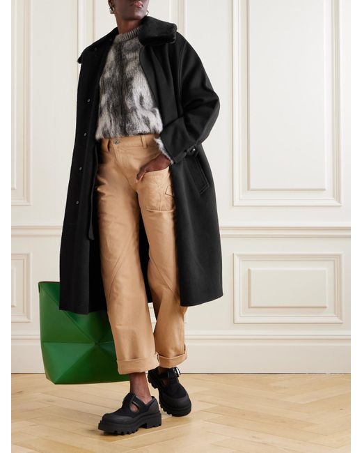 Marni Black Shearling-Trimmed Wool And Cashmere-Blend Coat