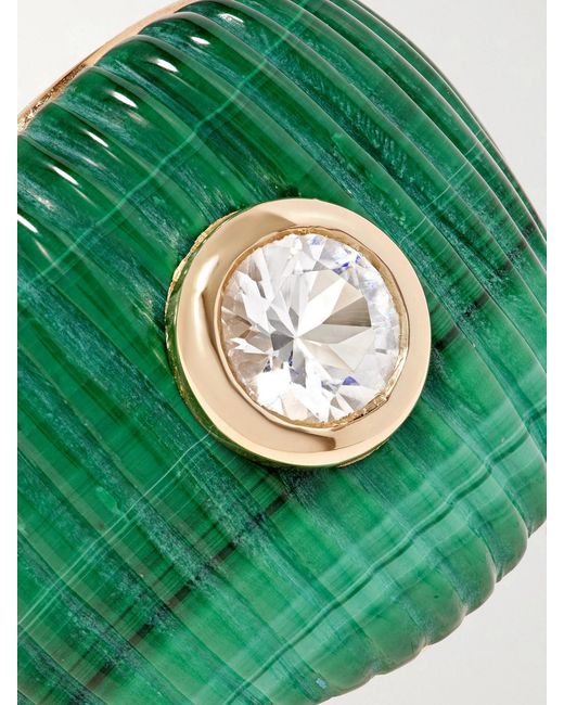 Yvonne Léon Metallic Berlingot 9-Karat, Malachite And Topaz Ring