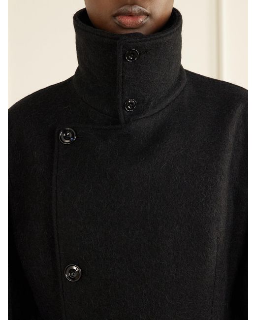 Lemaire Blue Belted Alpaca And Wool-Blend Felt Coat