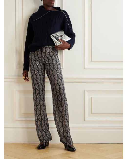Dries Van Noten Brown Hose Mit Geradem Bein Aus Devoré-Samt