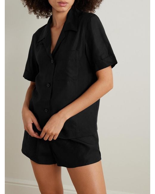 CDLP Black Lyocell Pajama Shirt