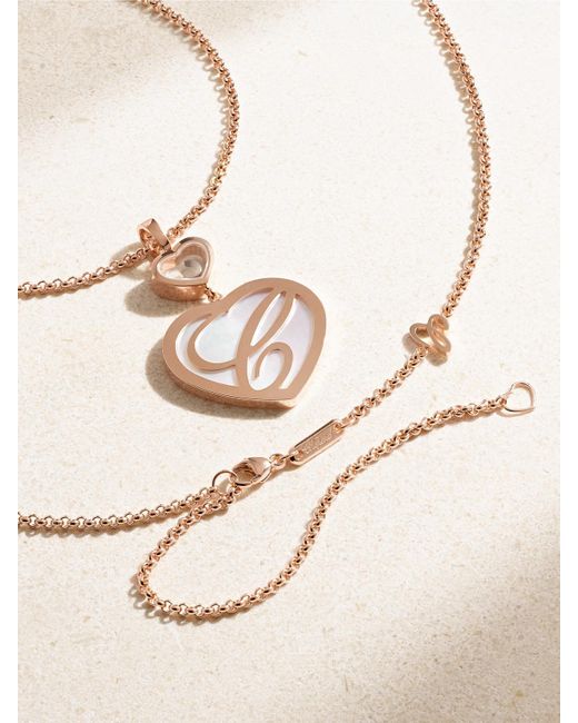 Chopard Natural Happy Hearts 18-Karat Rose, Mother-Of-Pearl And Diamond Necklace