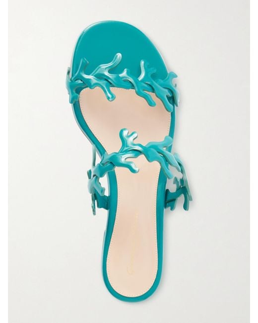 Gianvito Rossi Blue Nuit 95 Patent-Leather Sandals