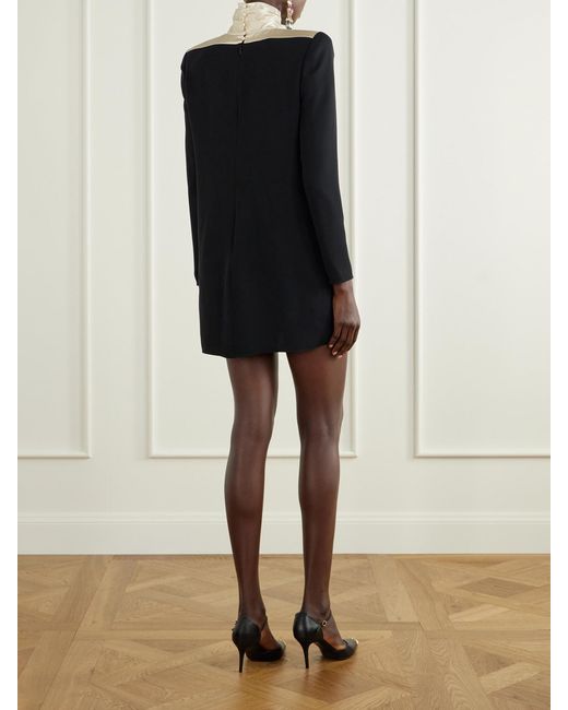 Valentino Garavani Blue Satin-Trimmed Silk-Cady Mini Dress