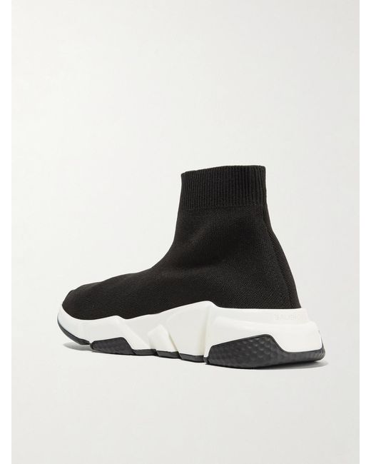Balenciaga White Speed Logo-Print Stretch-Knit High-Top Sneakers