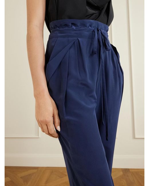 Sharon Wauchob Blue The Vardar Silk-Blend Straight-Leg Pants