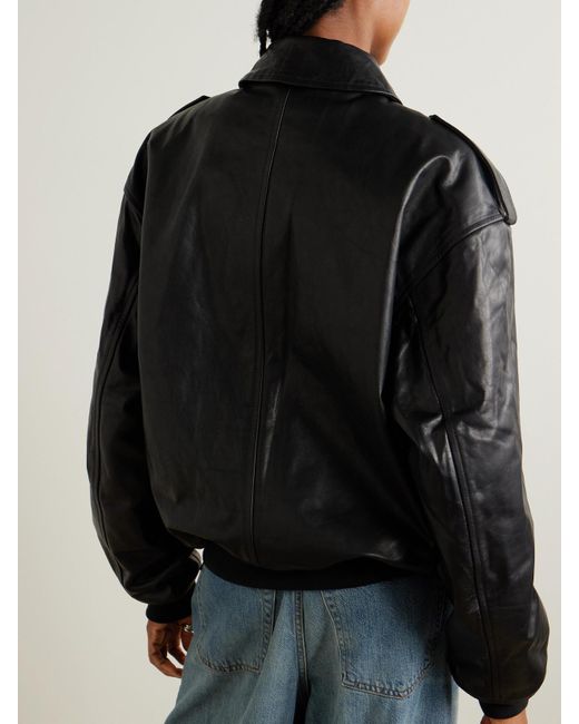 Frankie Shop Black Viper Oversized-Jacke Aus Leder